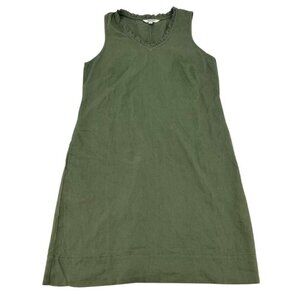 Briggs New York | Women's Sleeveless V-Neck Linen Blend Dress | Green | Large